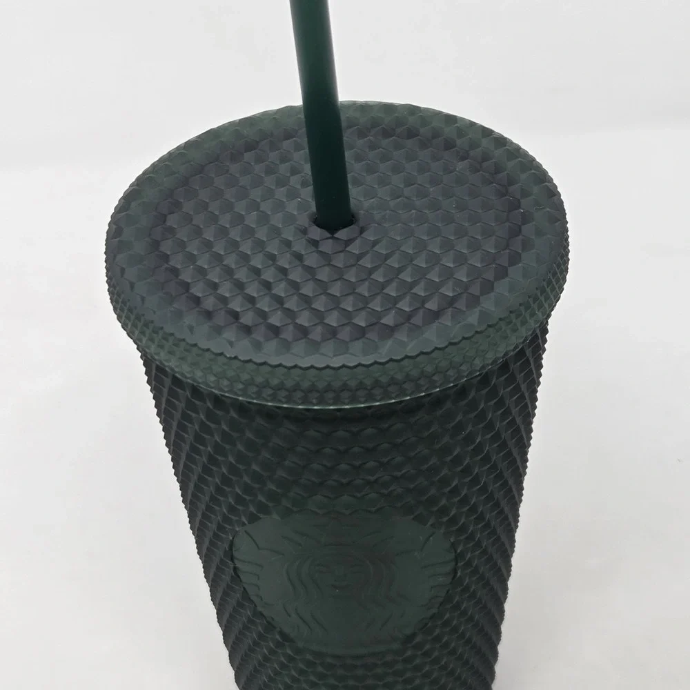 NEW 2022 Starbucks Matte Dark Green Grande Touch Studded 16 oz‎ Tumbler Cold Cup